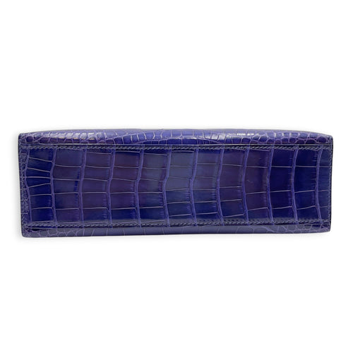 Kelly Pochette Blue Electric in Shiny Alligator Palladium hardware CL2605-21544 7