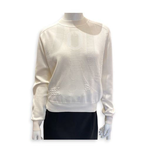 Intarsia-knitted Equestrian Sweater  36 Beige Ready-To-Wear in Silk CL2605-21556 1