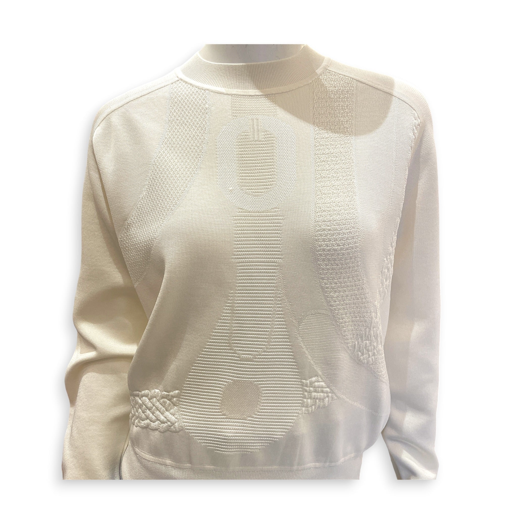 Intarsia-knitted Equestrian Sweater  36 Beige Ready-To-Wear in Silk CL2605-21556 3