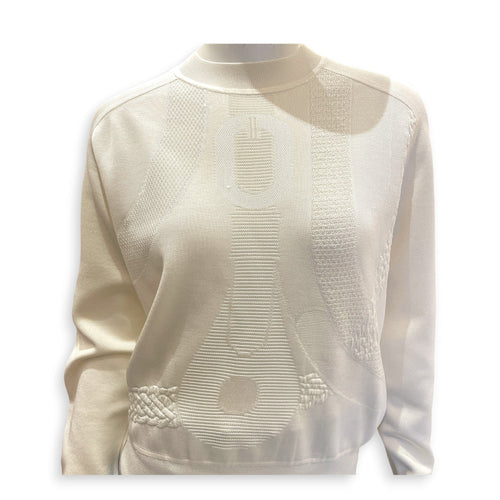 Intarsia-knitted Equestrian Sweater  36 Beige Ready-To-Wear in Silk CL2605-21556 3