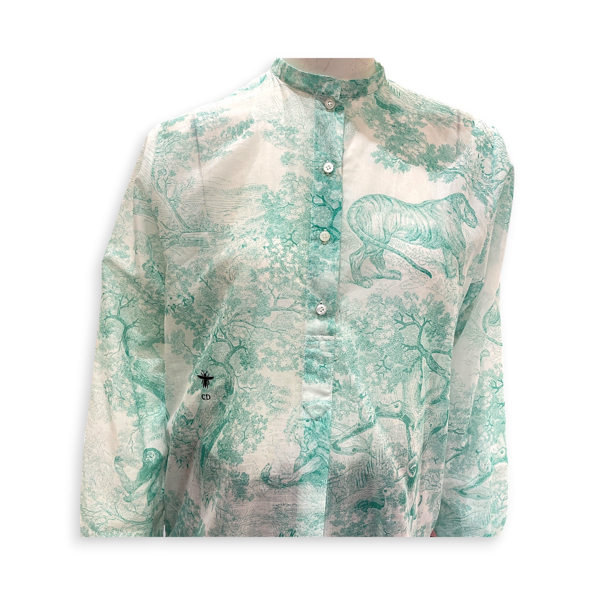 Diorivera Long Blouse Size 36 Green Ready-To-Wear in Cotton
