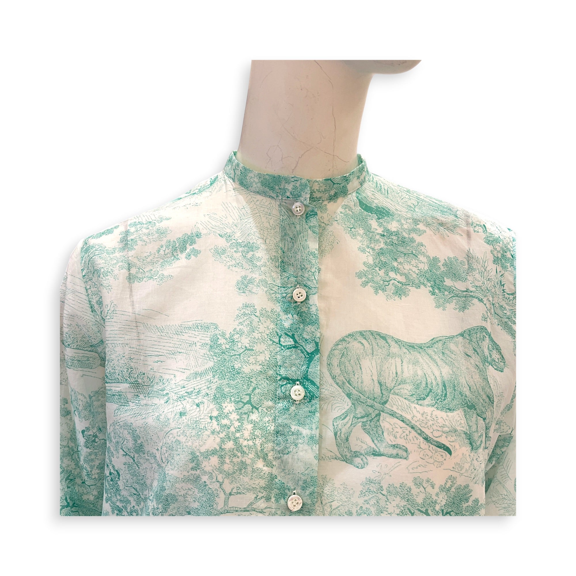 Diorivera Long Blouse Size 36 Green Ready-To-Wear in Cotton