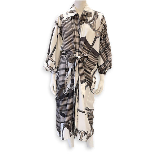 Coaching Remix Printed Dress Size 36 Beige Ready-To-Wear in Silk