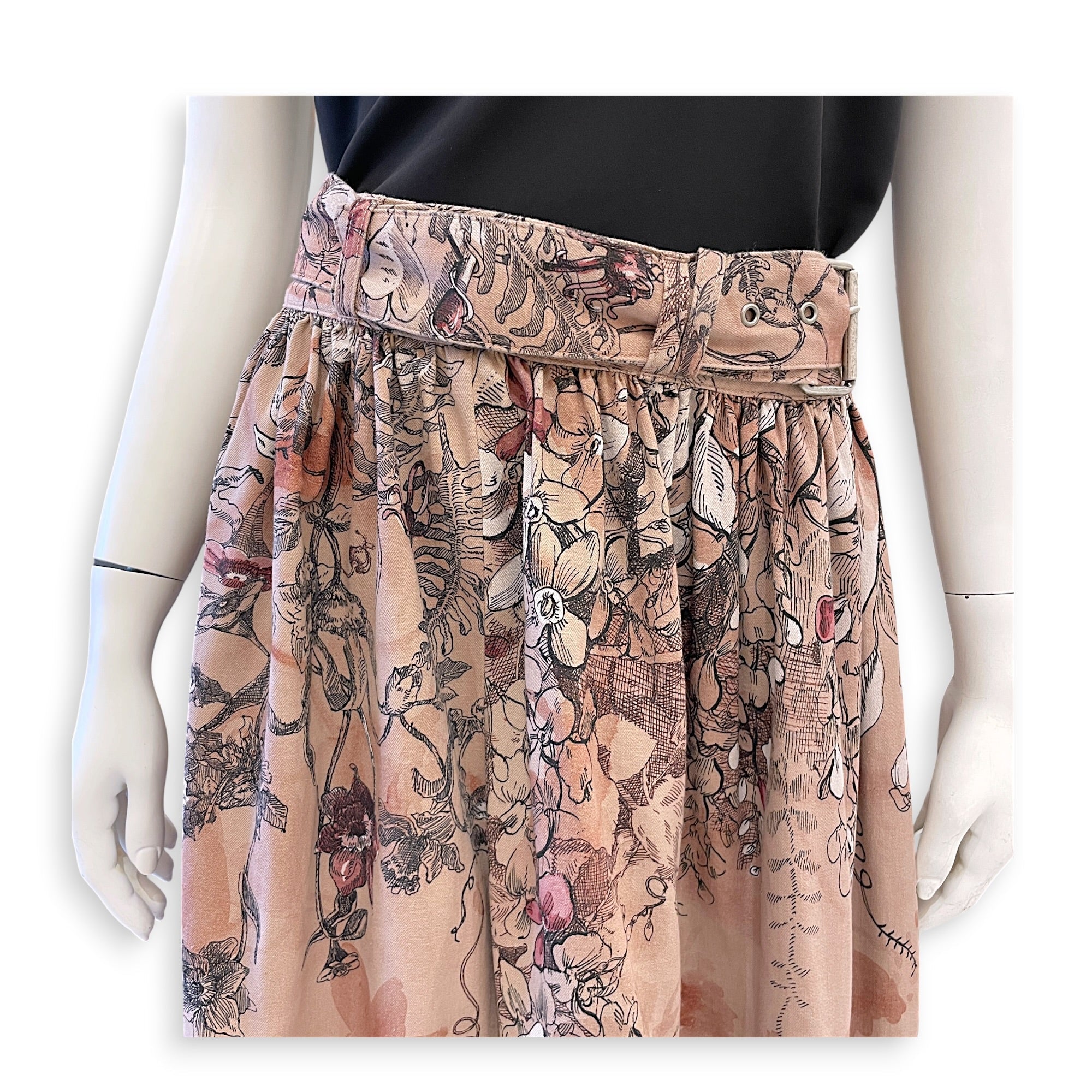 Printed Flare Skirt  38 Brown Ready-To-Wear in Cotton CL2605-21561 3
