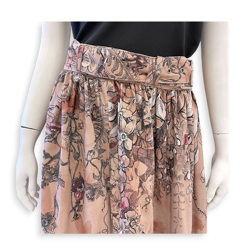 Printed Flare Skirt  38 Brown Ready-To-Wear in Cotton CL2605-21561 3