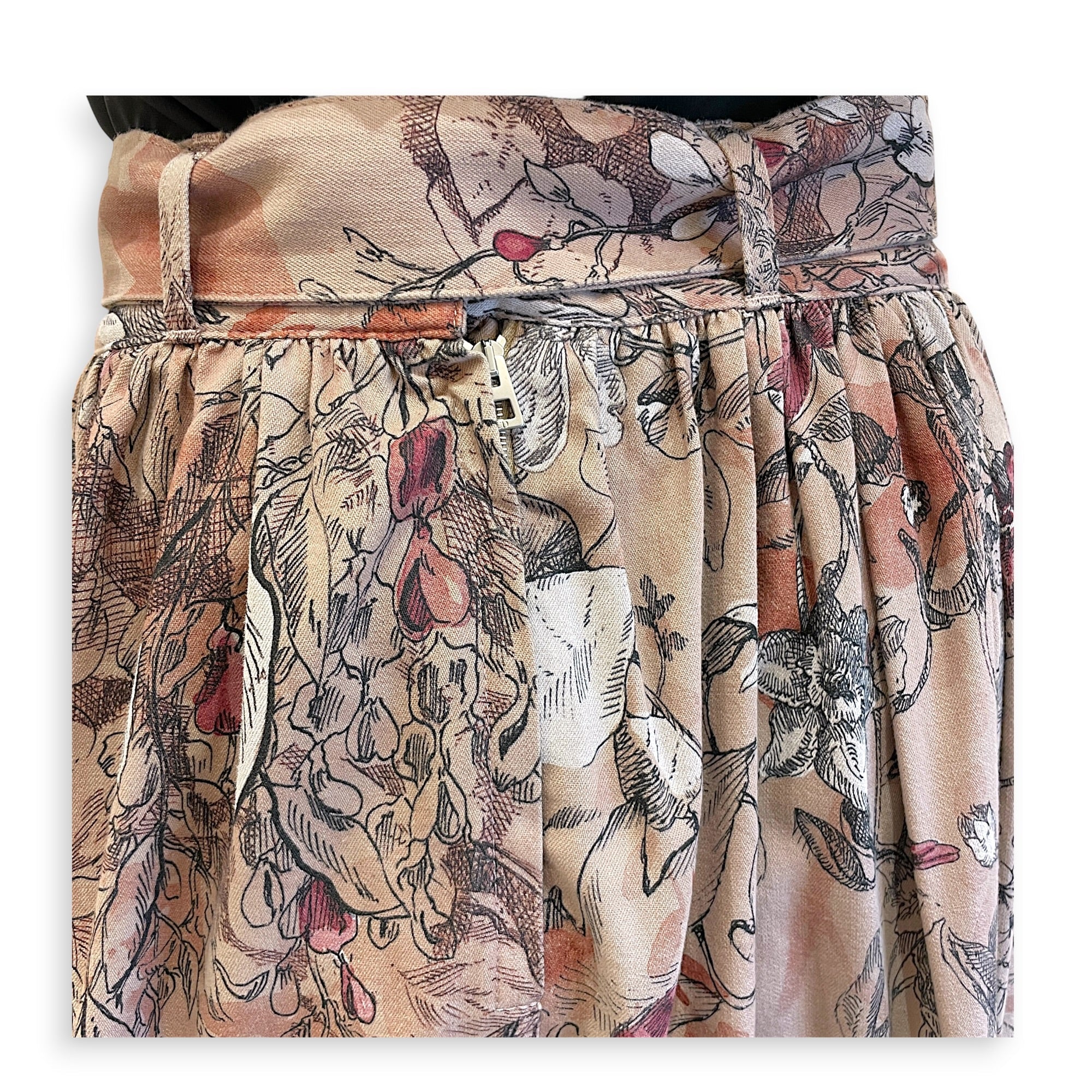 Printed Flare Skirt  38 Brown Ready-To-Wear in Cotton CL2605-21561 4