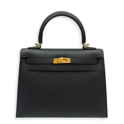 Sellier Kelly 25 Black in Epsom Gold hardware CL2605-21563 1