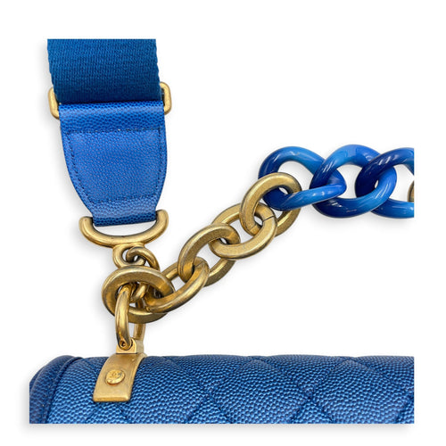 Quilted Sunset on the Sea Flap 25cm Blue Shoulder Bag in Caviar Leather Gold hardware CL2605-21570 20