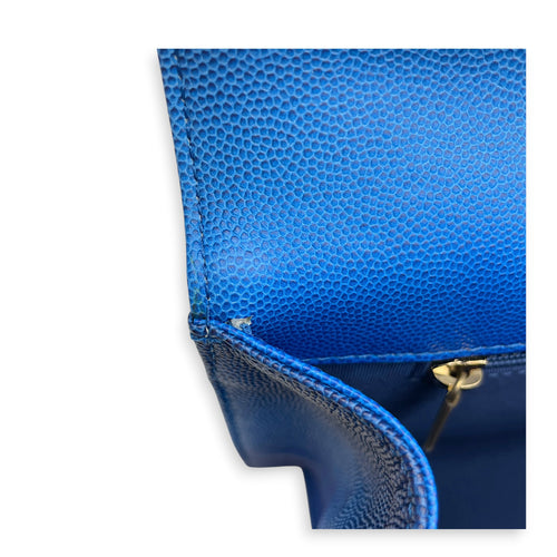 Quilted Sunset on the Sea Flap 25 Blue Shoulder Bag in Caviar Leather Gold hardware