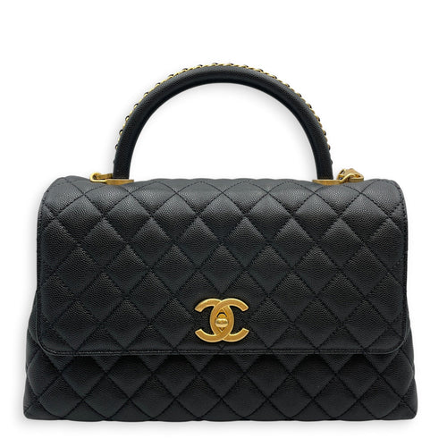 Quilted Coco Handle 29cm Black Shoulder Bag in Caviar Leather Gold hardware CL2605-21572 1