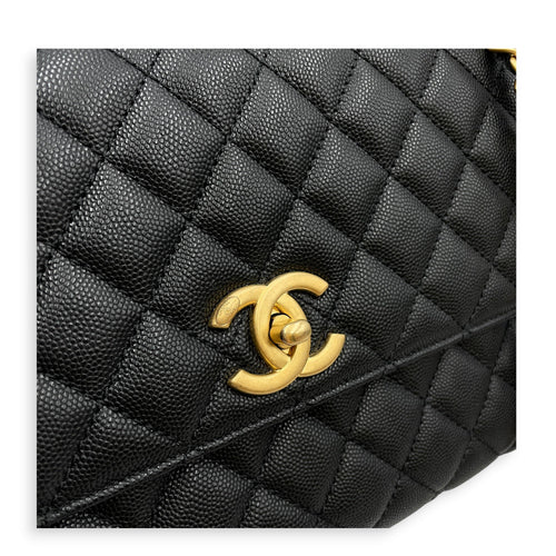 Quilted Coco Handle 29cm Black Shoulder Bag in Caviar Leather Gold hardware CL2605-21572 14