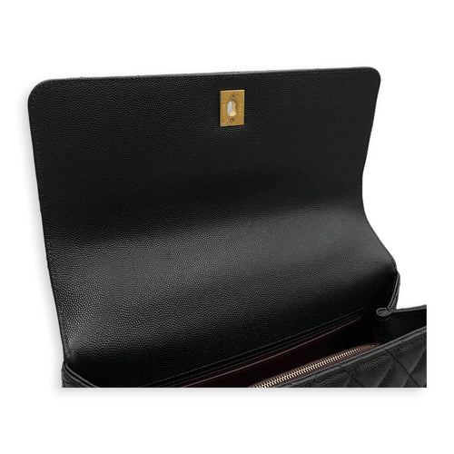 Quilted Coco Handle 29 Black Top Handle Bag in Caviar Leather Gold hardware