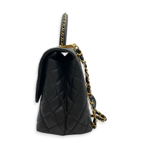 Quilted Coco Handle 29cm Black Shoulder Bag in Caviar Leather Gold hardware CL2605-21572 7