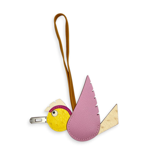Birdy Charm Mauve Sylvestre/jaune/Nata/Magnolia/Sesame Bag Accessory in Epsom/Ostrich Palladium hardware