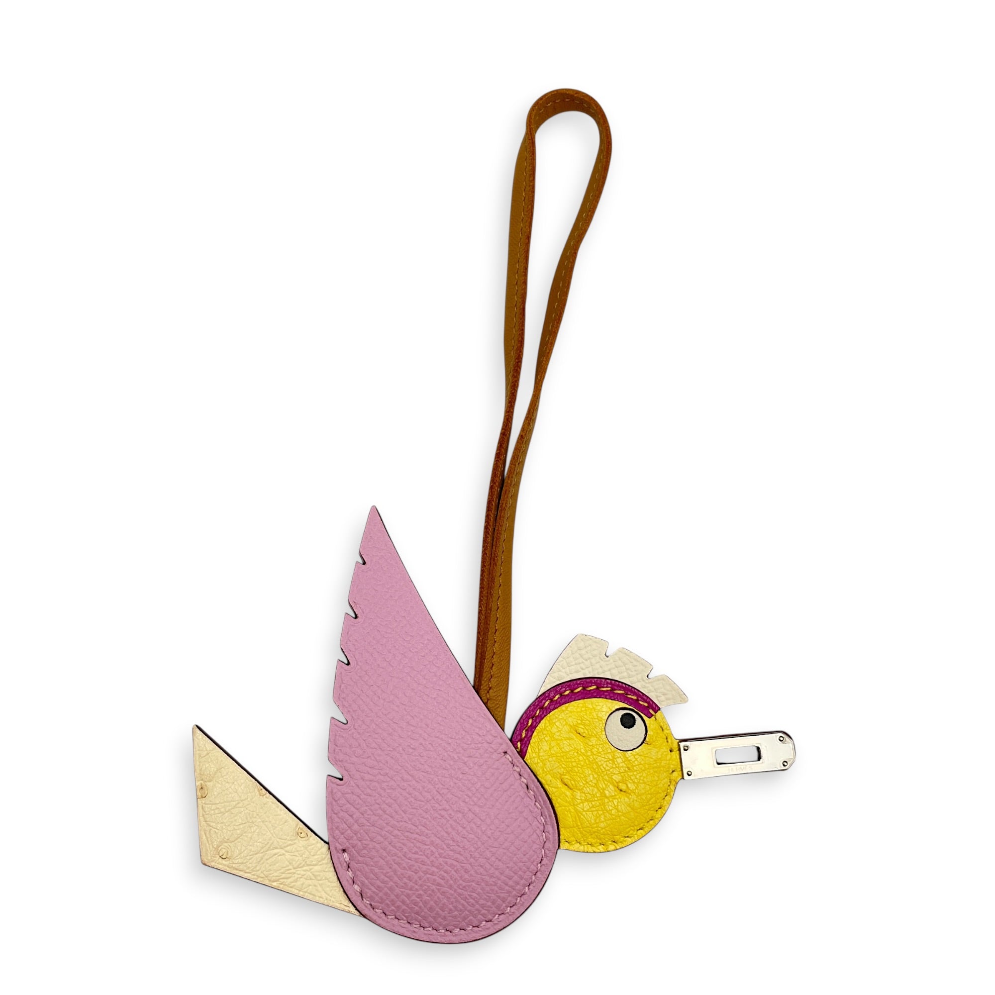 Birdy Charm Mauve Sylvestre/jaune/Nata/Magnolia/Sesame Bag Accessory in Epsom/Ostrich Palladium hardware