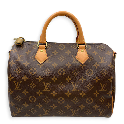 Speedy 30 Brown Top Handle Bag in Canvas Gold hardware CL2605-21574 1