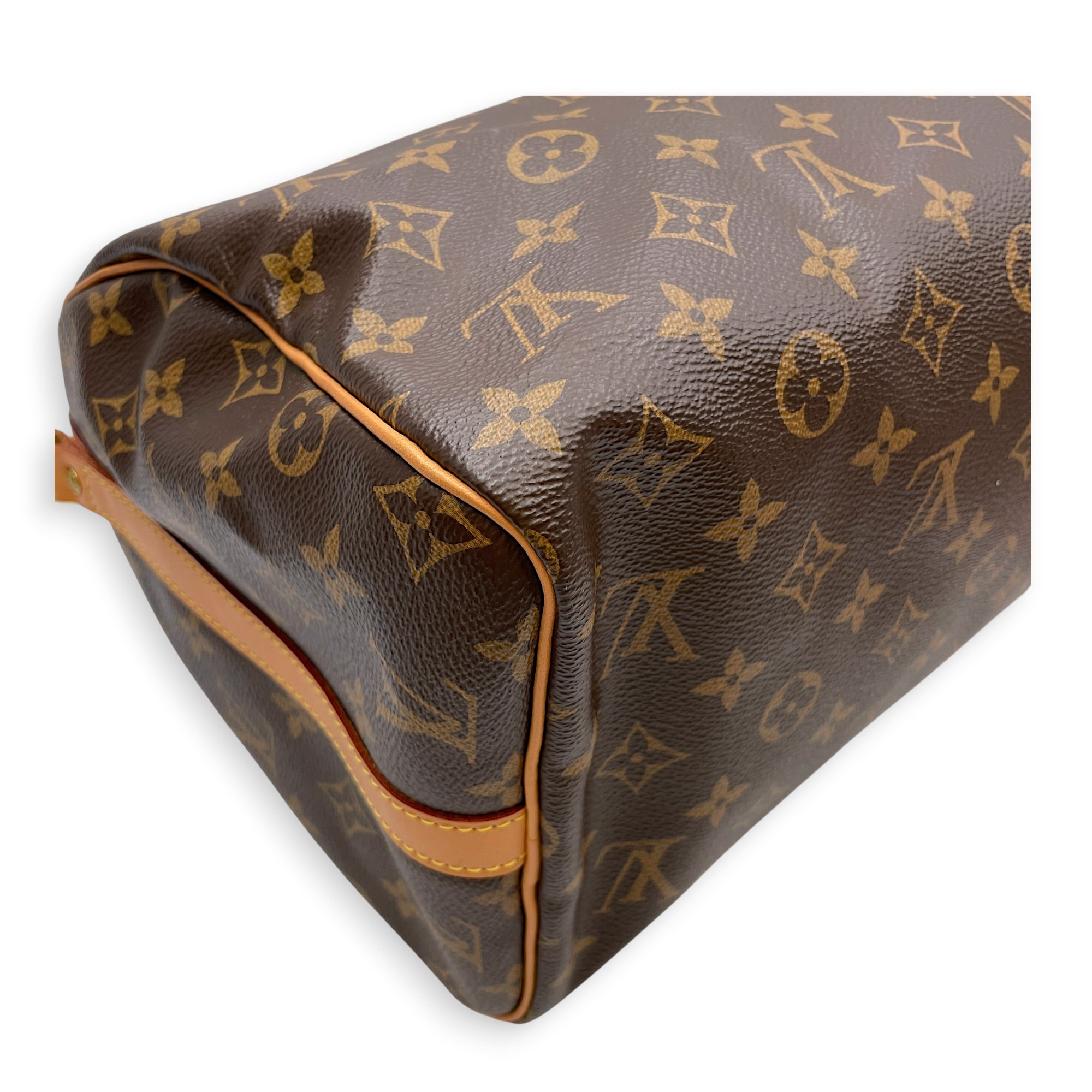 Speedy 30 Brown Top Handle Bag in Canvas Gold hardware CL2605-21574 10