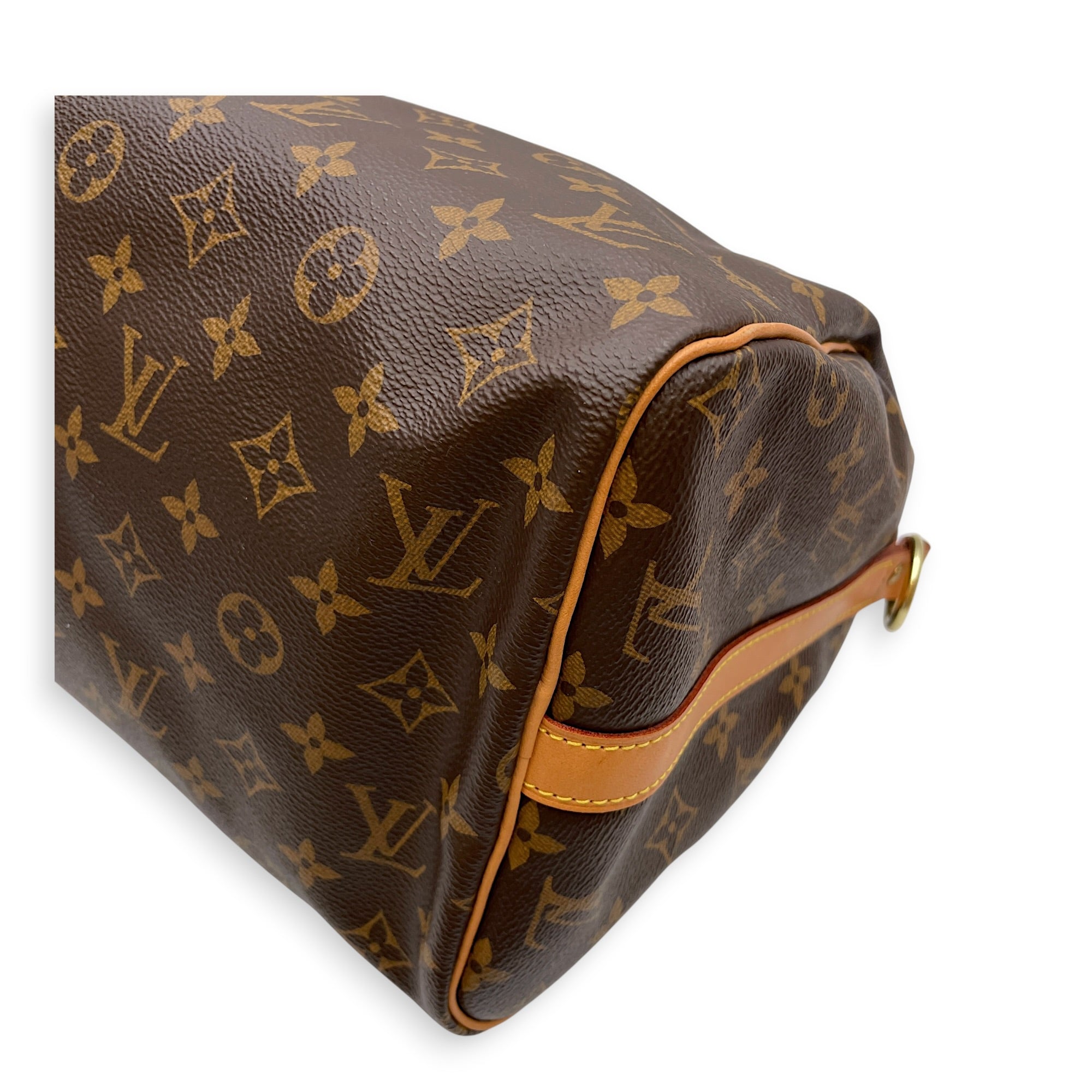Speedy Brown Top Handle Bag in Canvas Gold hardware CL2605-21574 11