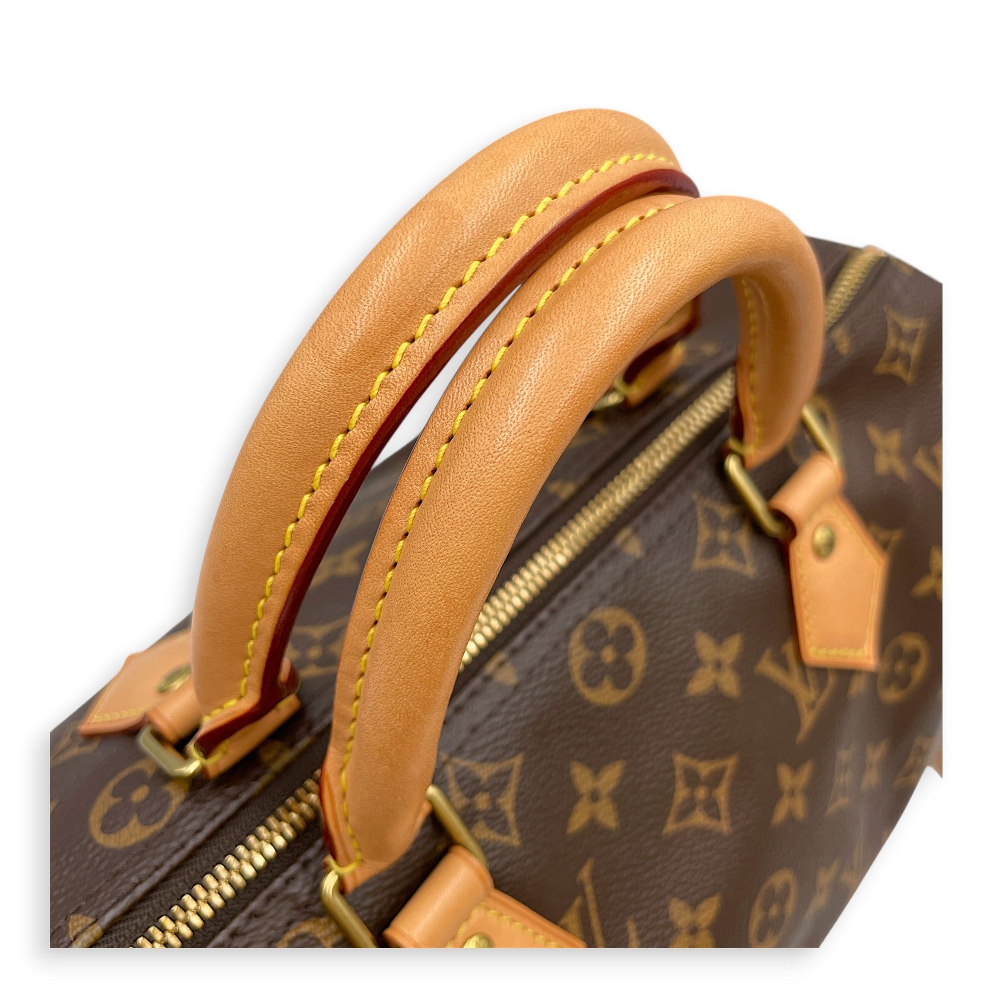 Speedy 30 Brown Top Handle Bag in Canvas Gold hardware CL2605-21574 13