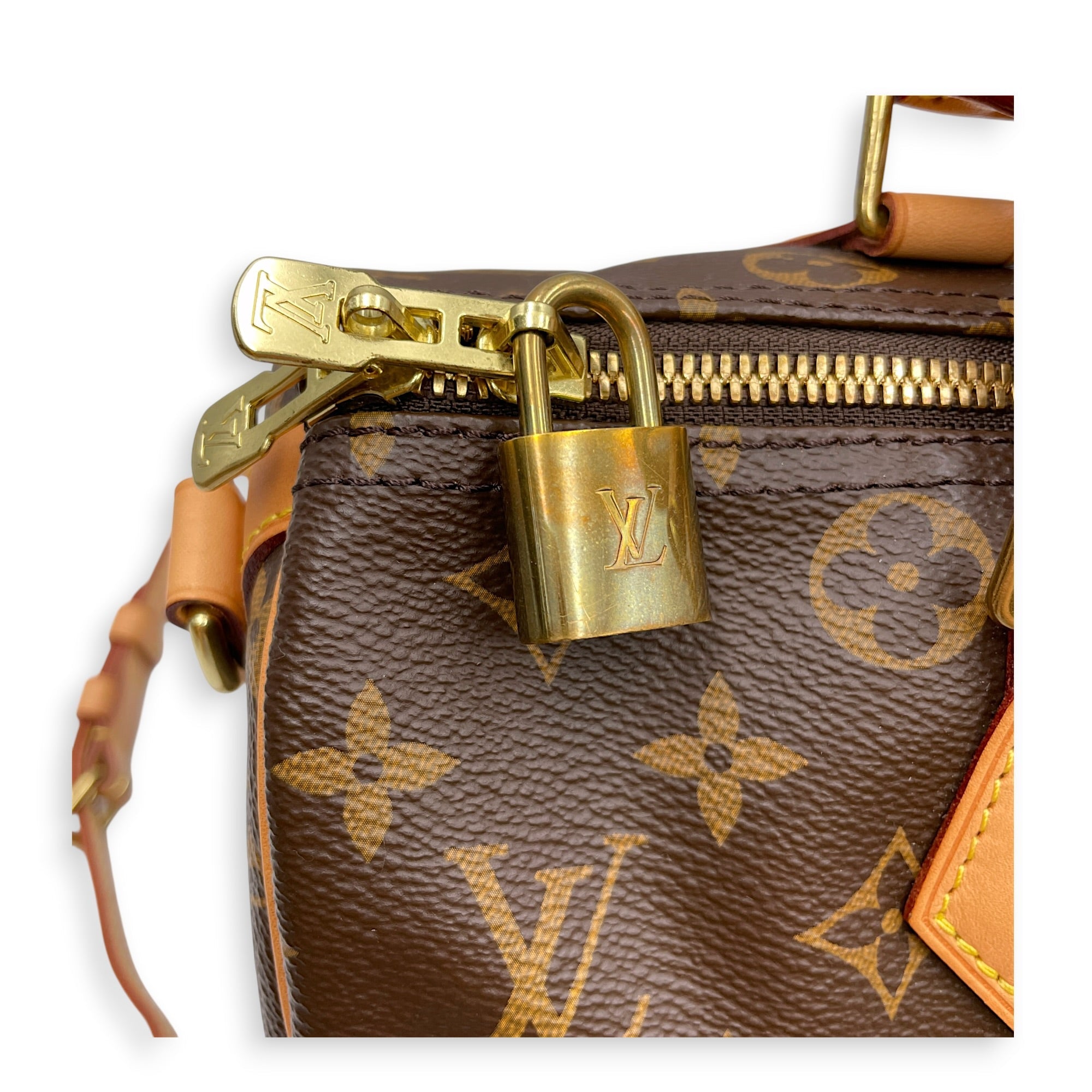 Speedy 30 Brown Top Handle Bag in Canvas Gold hardware CL2605-21574 14