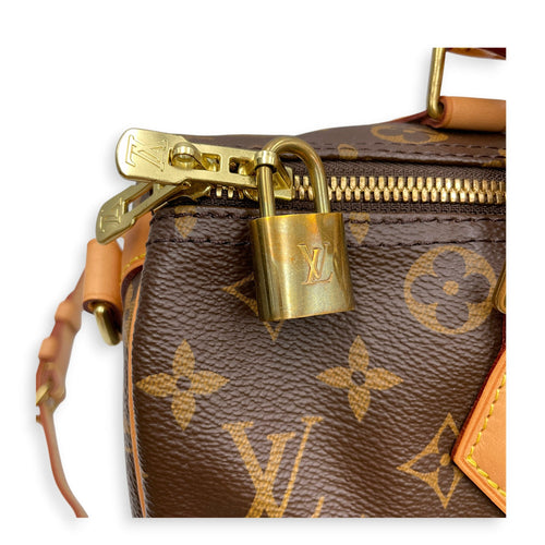 Speedy 30 Brown Top Handle Bag in Canvas Gold hardware CL2605-21574 14