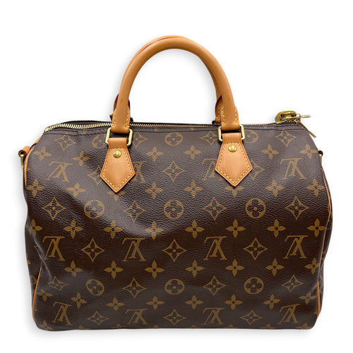 Speedy 30 Brown Top Handle Bag in Canvas Gold hardware CL2605-21574 2