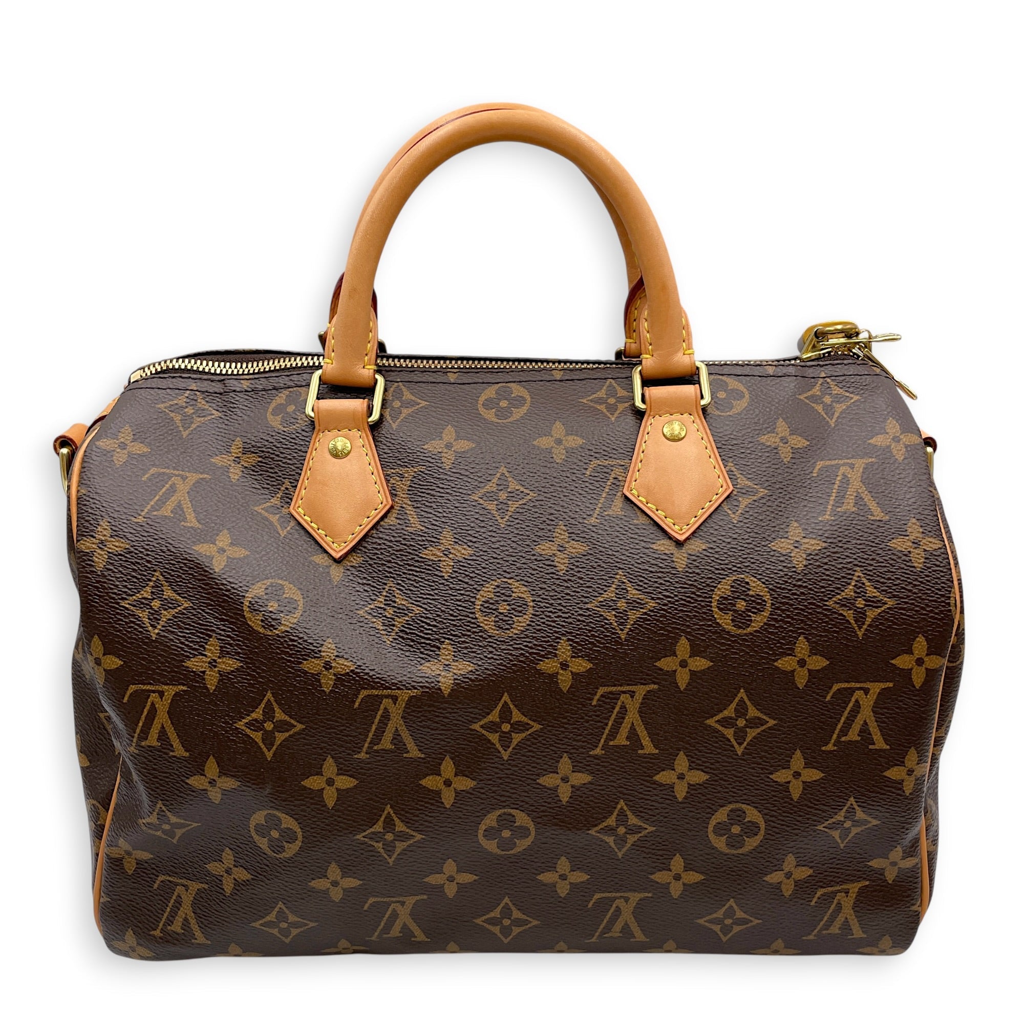 Speedy Brown Top Handle Bag in Canvas Gold hardware CL2605-21574 2