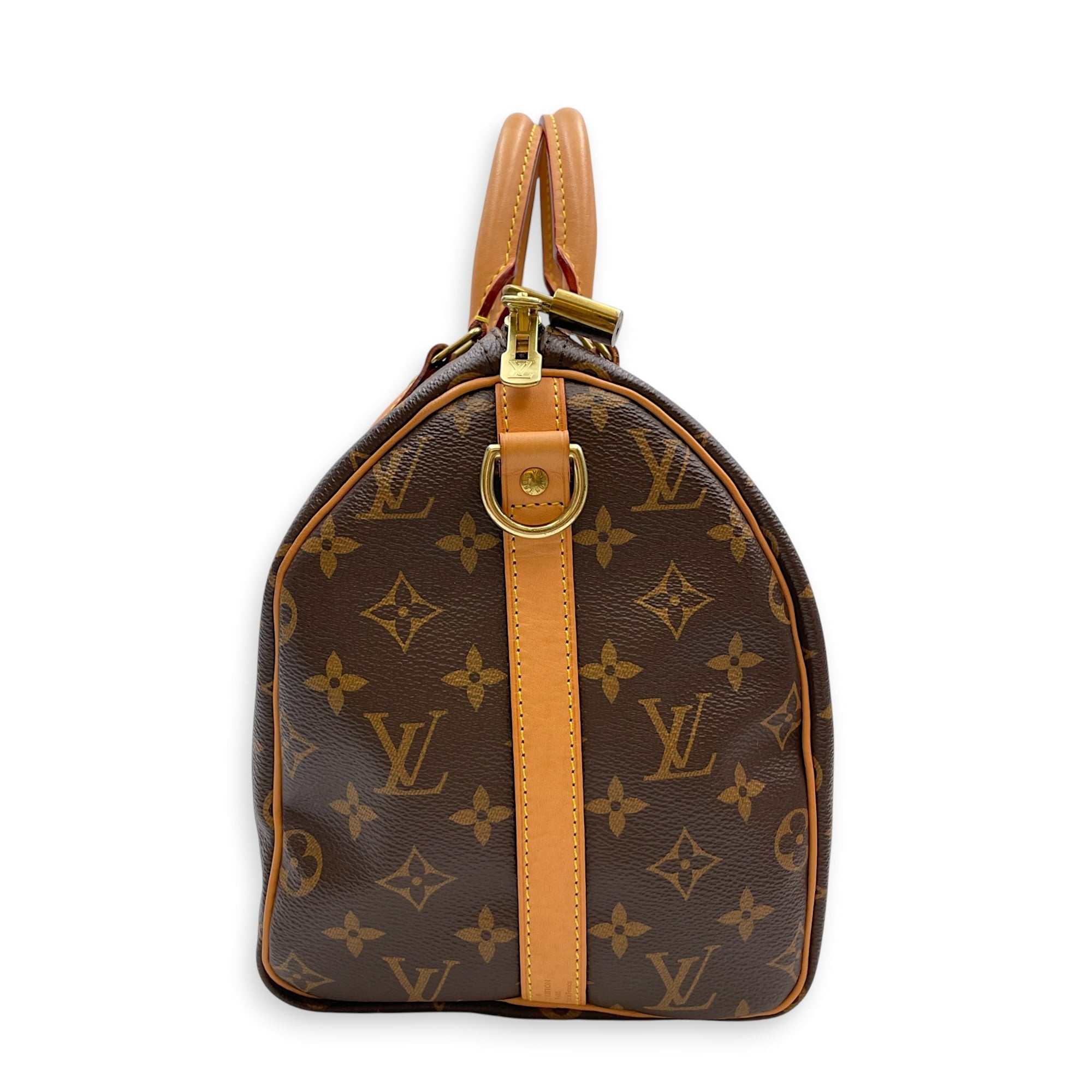 Speedy Brown Top Handle Bag in Canvas Gold hardware CL2605-21574 3