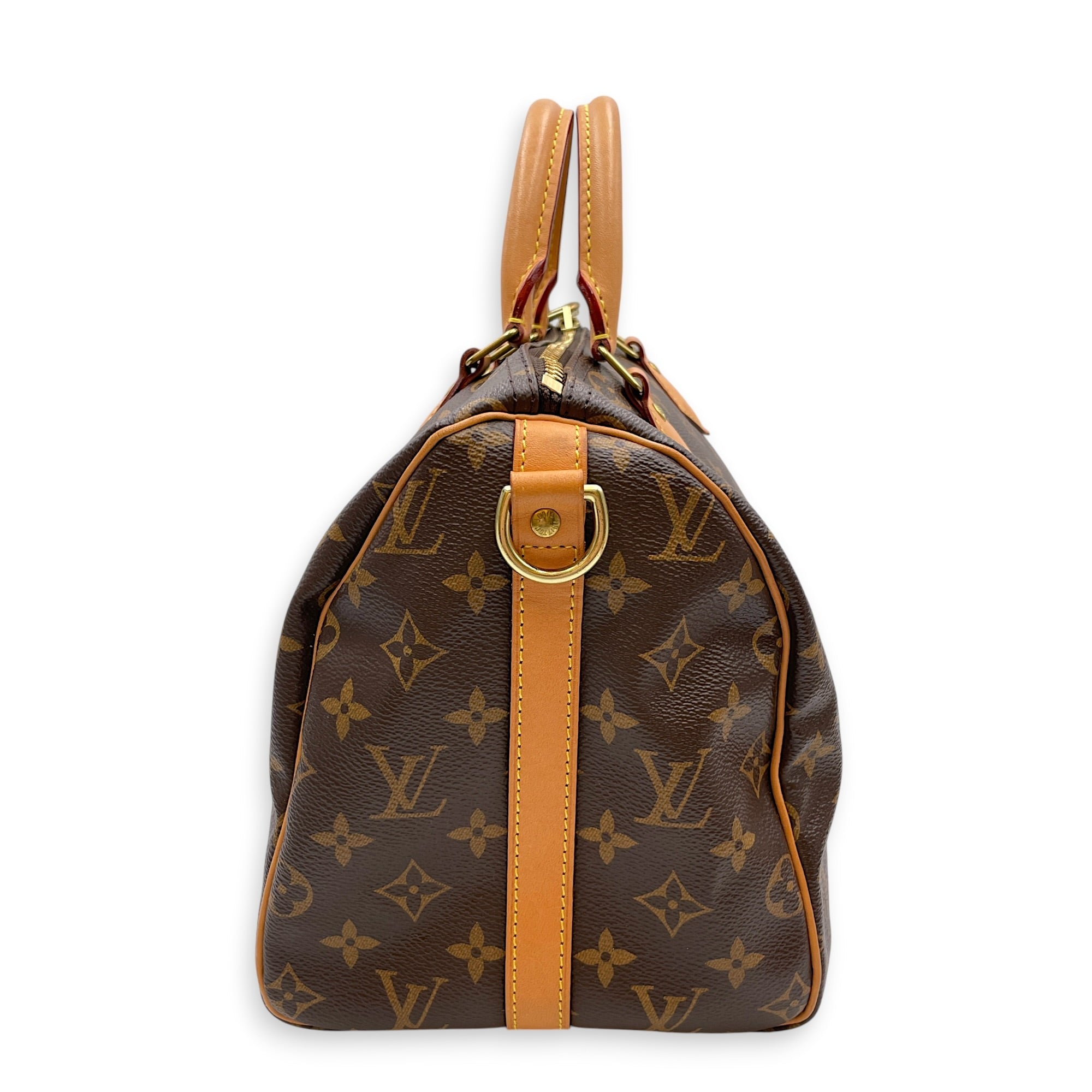 Speedy 30 Brown Top Handle Bag in Canvas Gold hardware CL2605-21574 4