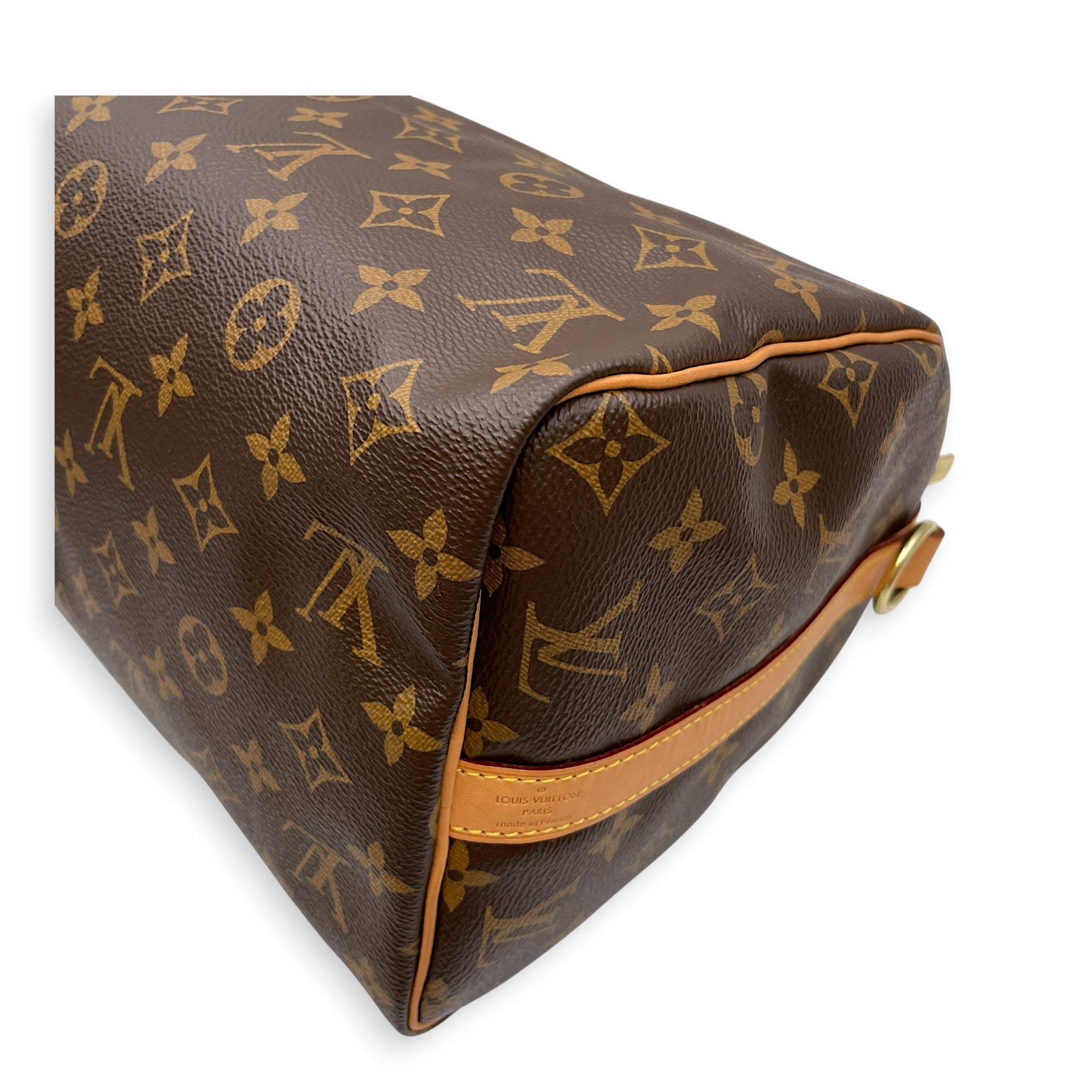 Speedy 30 Brown Top Handle Bag in Canvas Gold hardware CL2605-21574 9