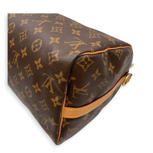 Speedy 30 Brown Top Handle Bag in Canvas Gold hardware CL2605-21574 9