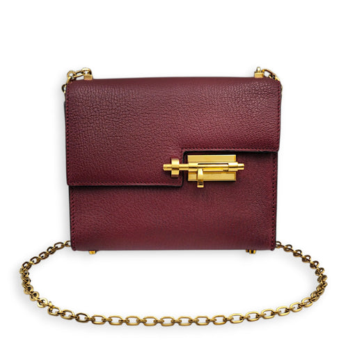 Verrou Chaine Mini Rouge H in Chevre Mysore Permabrass hardware CL2605-21575 1