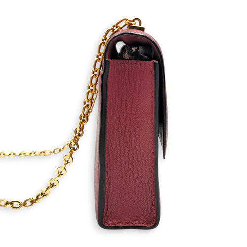 Verrou Chaine Mini Rouge H in Chevre Mysore Permabrass hardware CL2605-21575 3