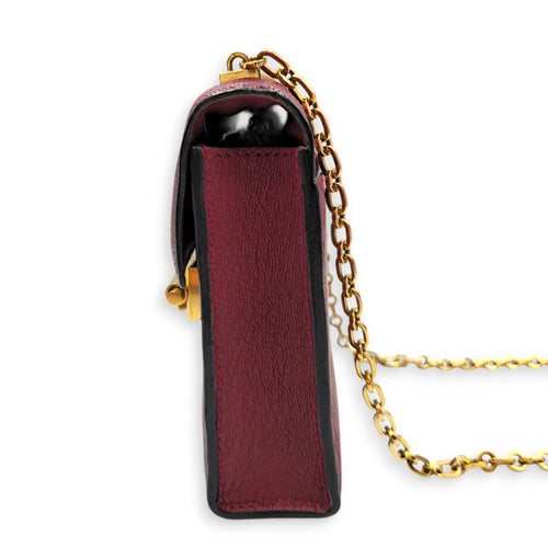 Verrou Chaine Mini Rouge H in Chevre Mysore Permabrass hardware CL2605-21575 4