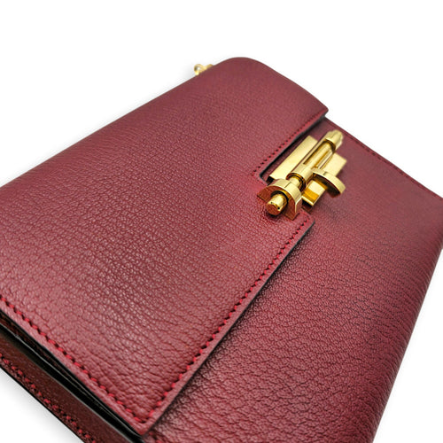 Verrou Chaine Mini Rouge H in Chevre Mysore Permabrass hardware CL2605-21575 9