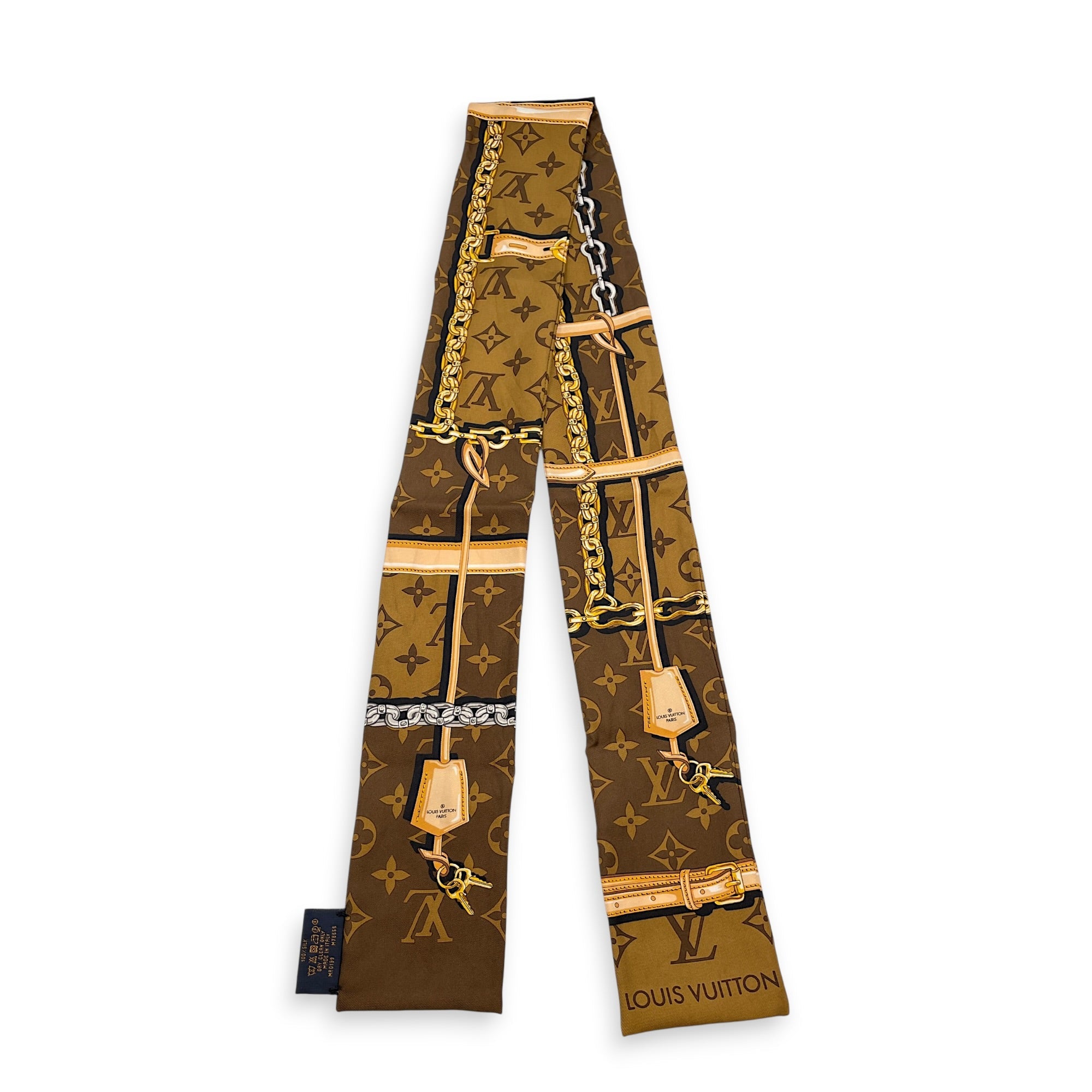 Monogram Confidential Bandeau Brown Scarf in Silk CL2605-21578 2