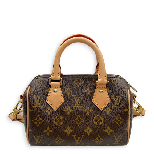 Monogram speedy 20 cm Brown Crossbody Bag in Canvas Gold hardware