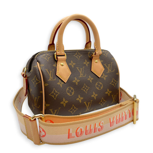 Monogram speedy 20 cm Brown Crossbody Bag in Canvas Gold hardware