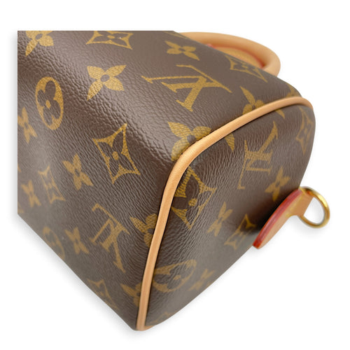 Monogram speedy 20 cm Brown Crossbody Bag in Canvas Gold hardware