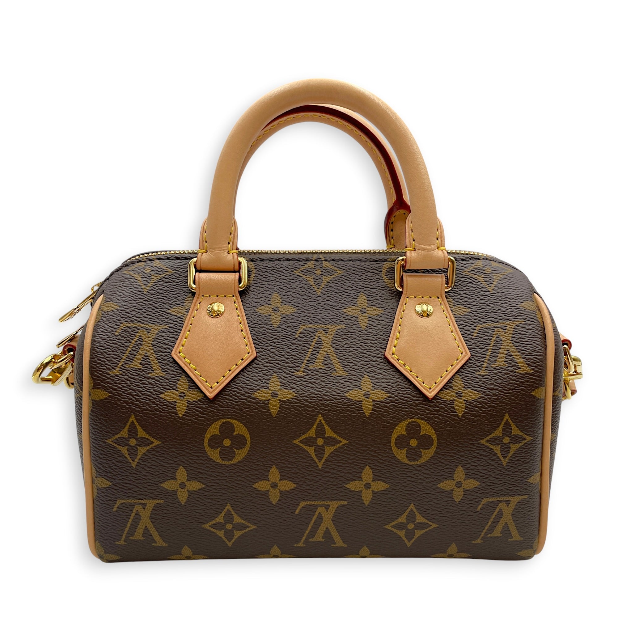 Monogram speedy 20 cm Brown Crossbody Bag in Canvas Gold hardware