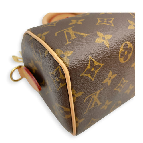 Monogram speedy 20 cm Brown Crossbody Bag in Canvas Gold hardware