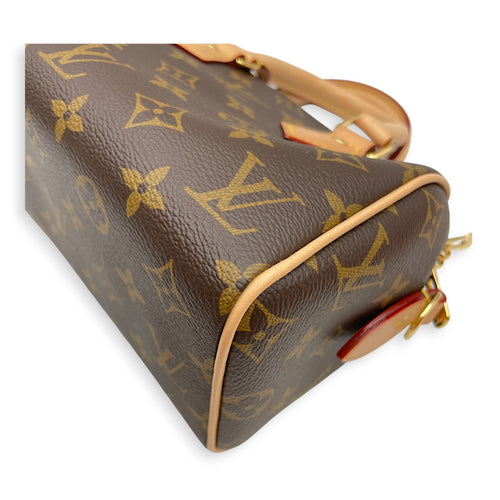 Monogram speedy 20 cm Brown Crossbody Bag in Canvas Gold hardware