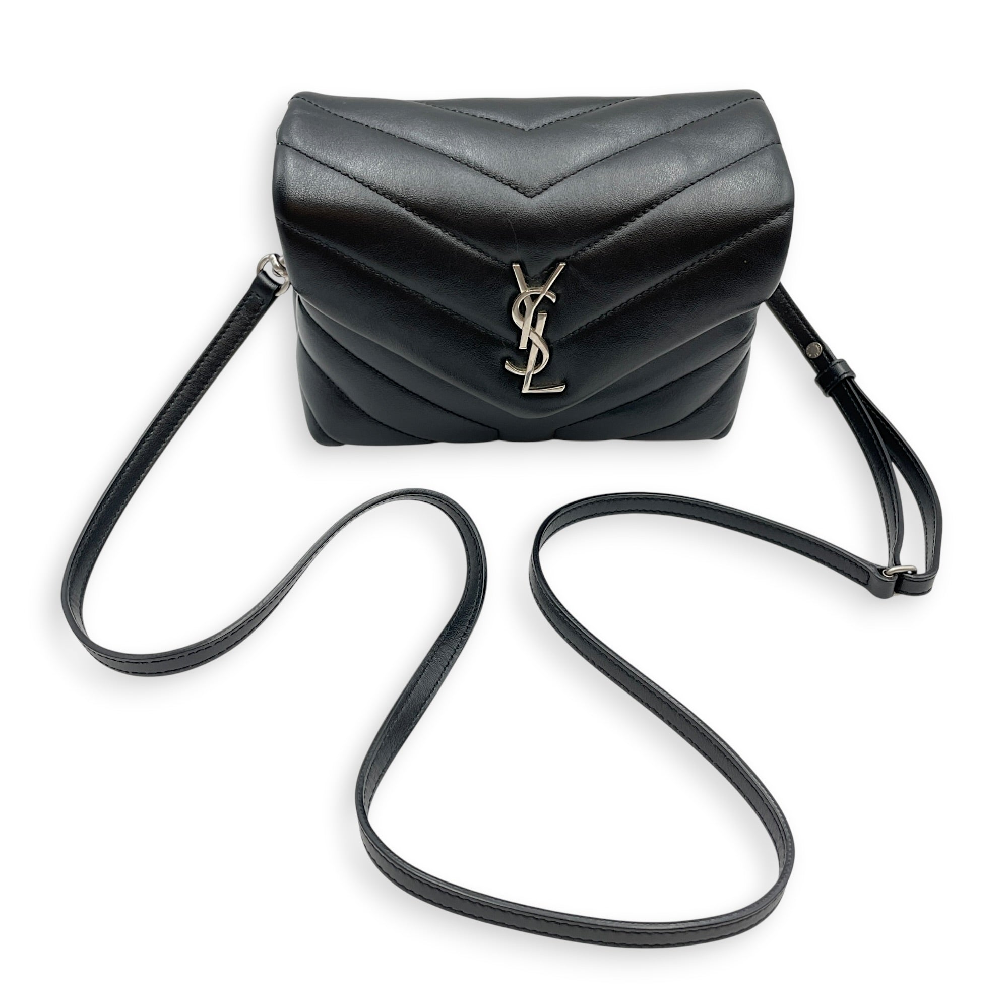 Toy Lou Lou Black Crossbody Bag in Calfskin Silver hardware