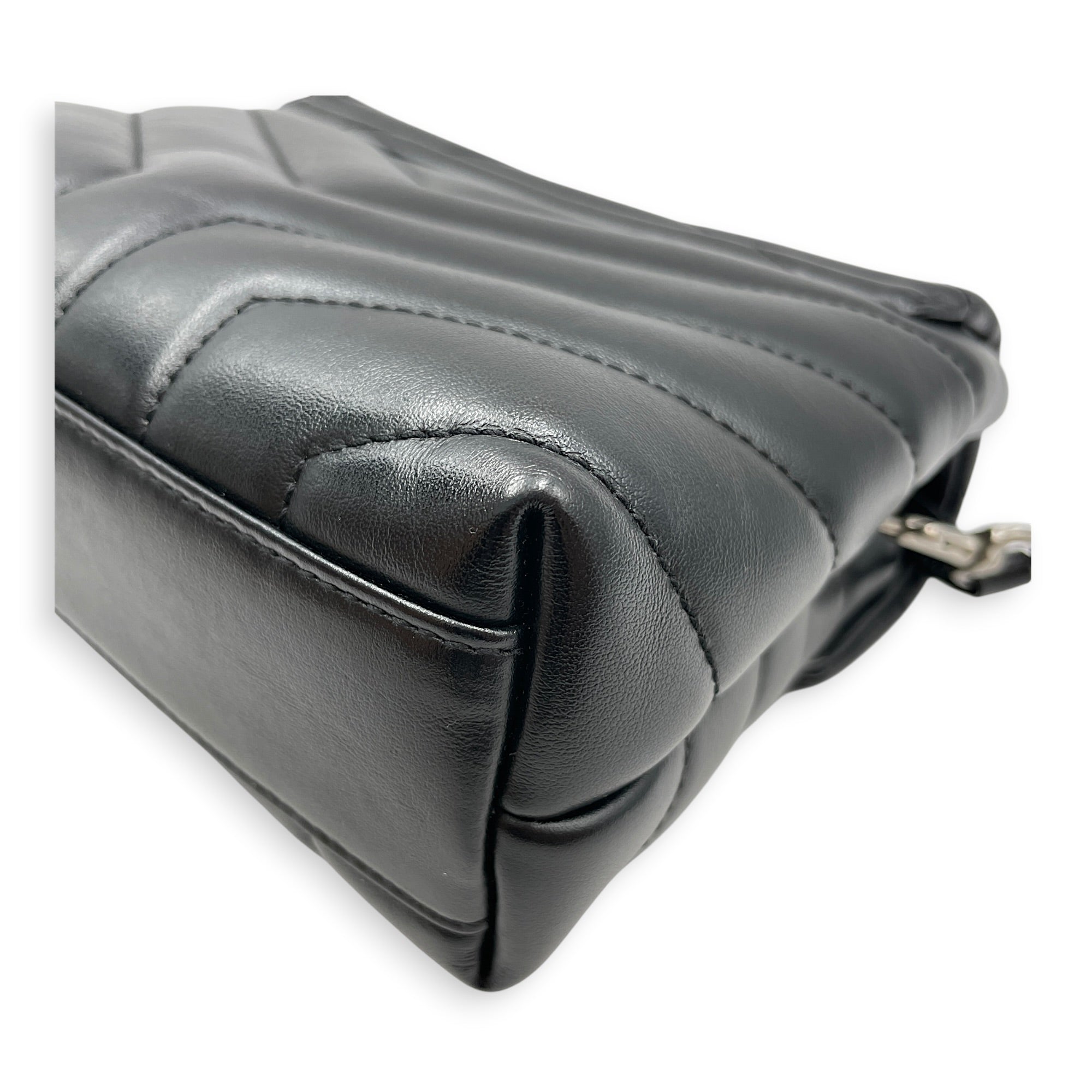 Toy Lou Lou Black Crossbody Bag in Calfskin Silver hardware