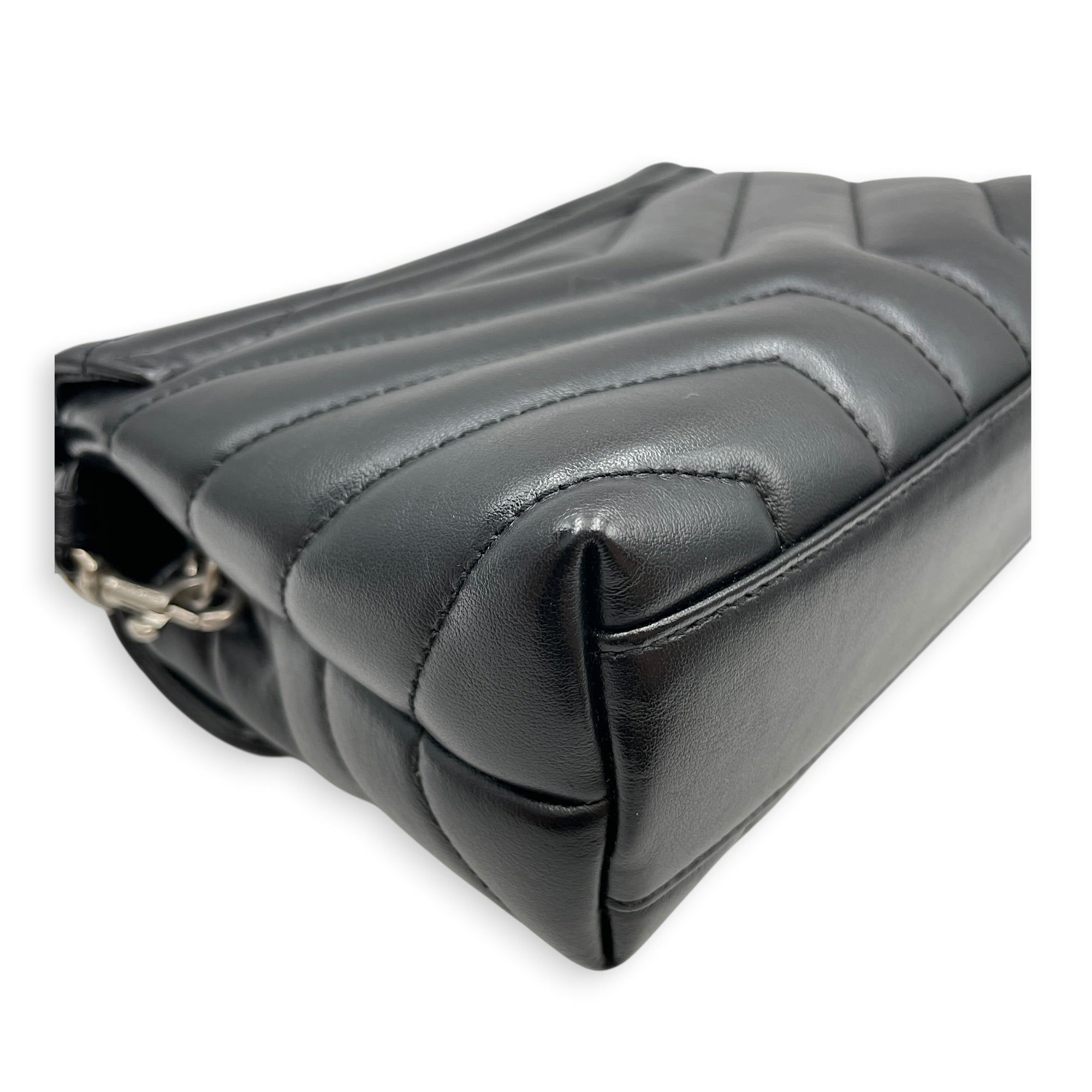 Toy Lou Lou Black Crossbody Bag in Calfskin Silver hardware