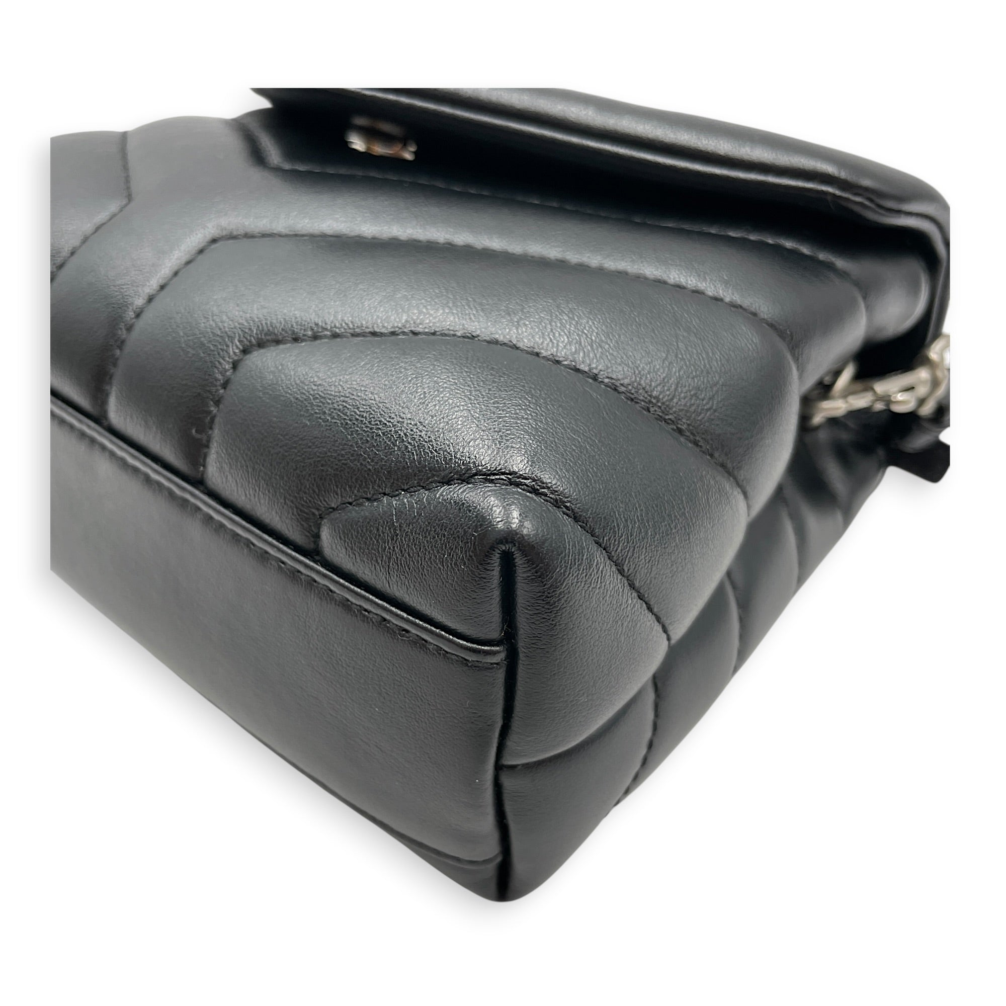 Toy Lou Lou Black Crossbody Bag in Calfskin Silver hardware