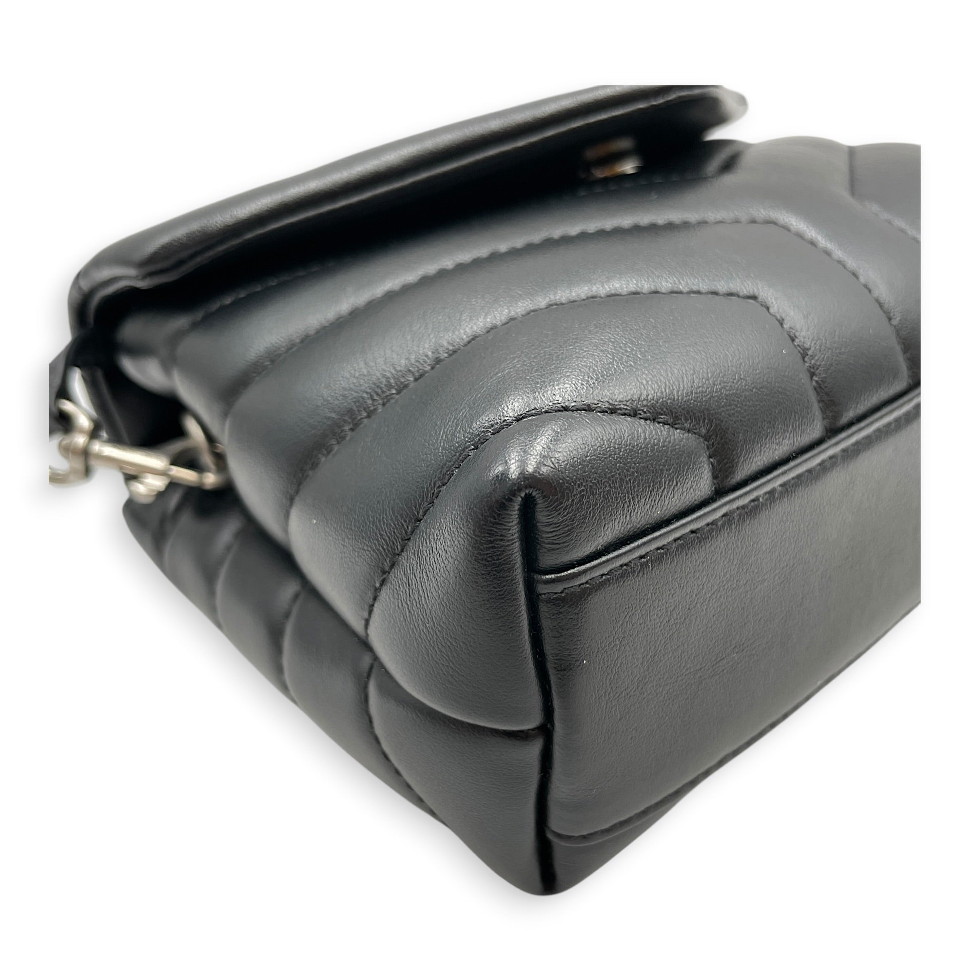 Toy Lou Lou Black Crossbody Bag in Calfskin Silver hardware