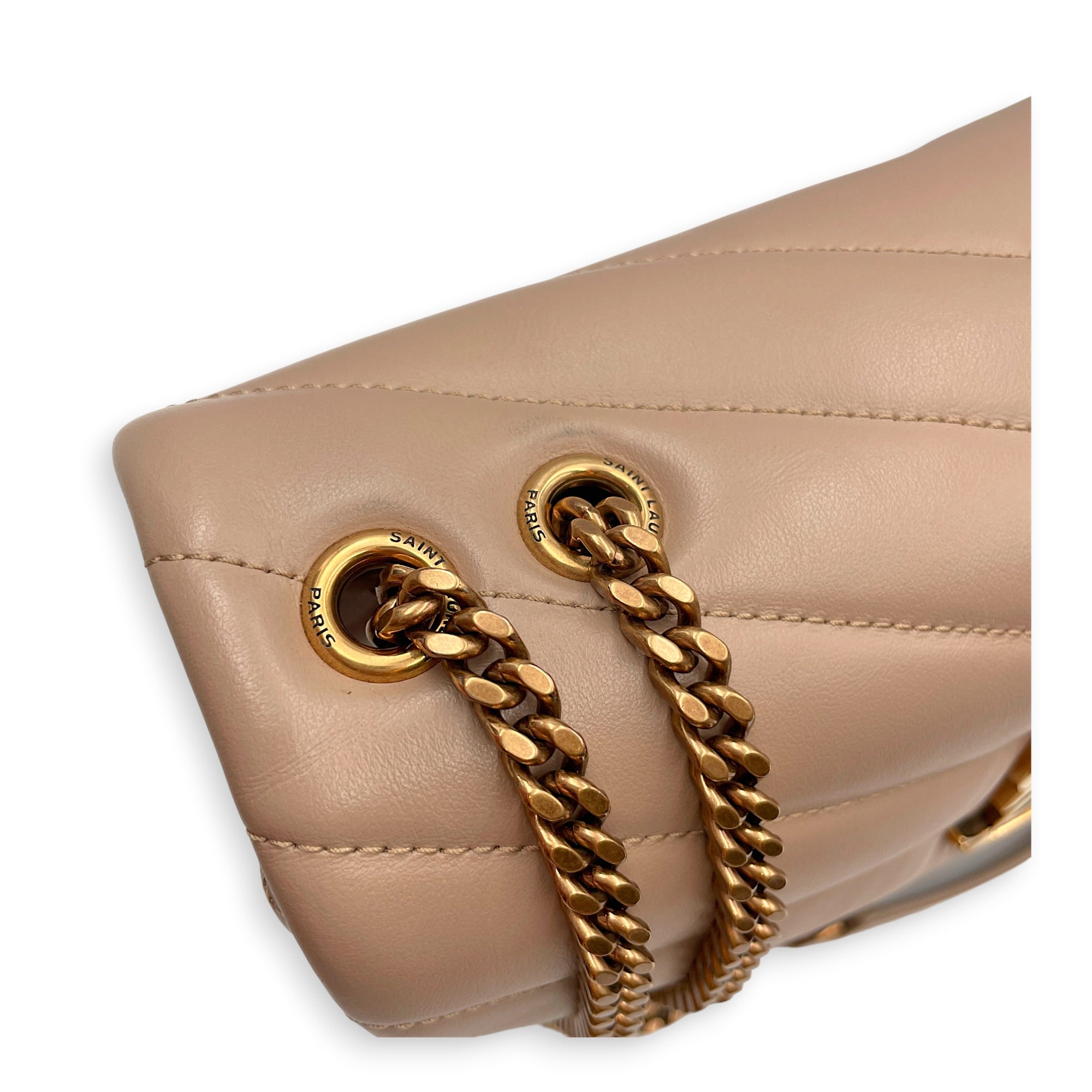 Toy Lou Lou 25 Beige Crossbody Bag in Calfskin Gold hardware