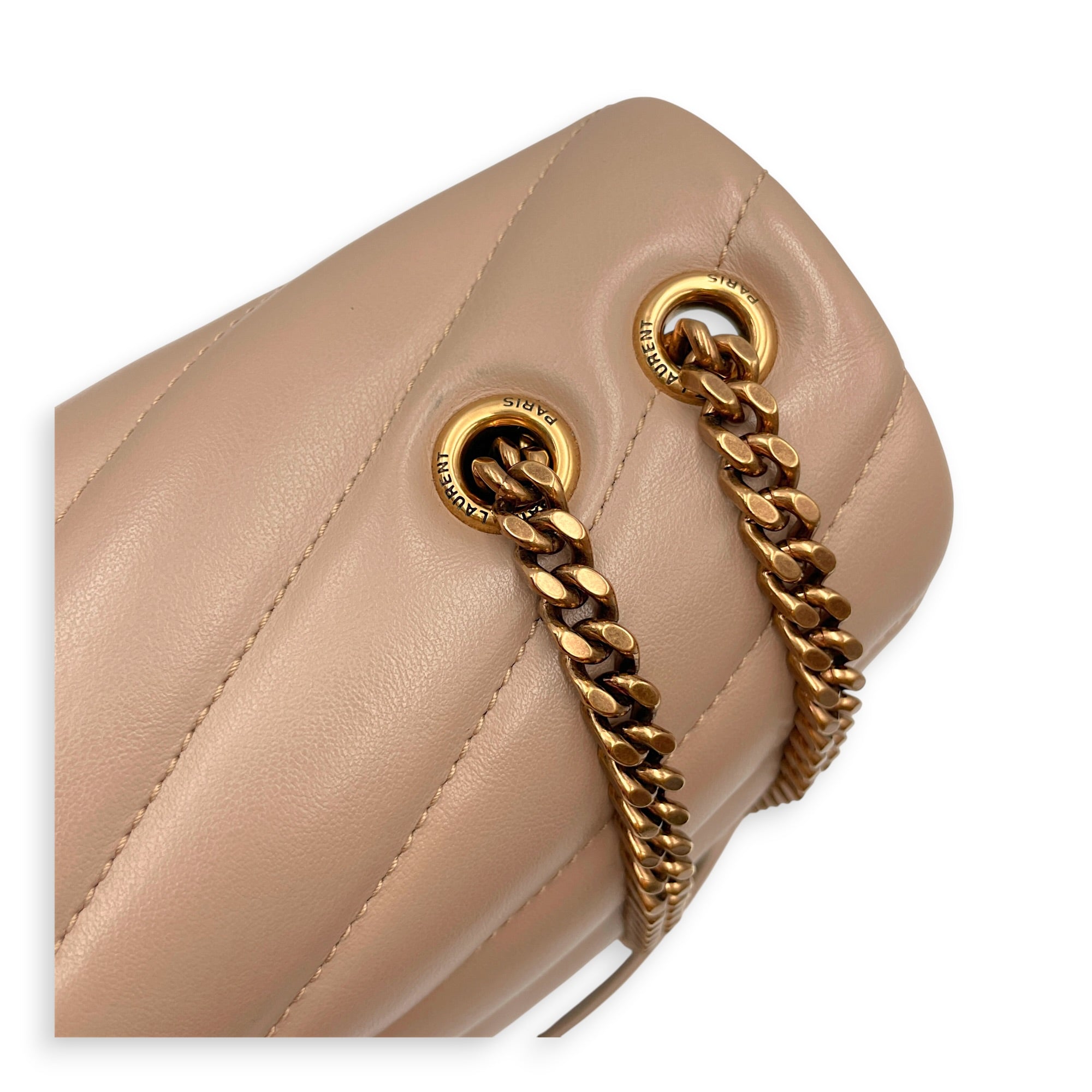 Toy Lou Lou 25 Beige Crossbody Bag in Calfskin Gold hardware
