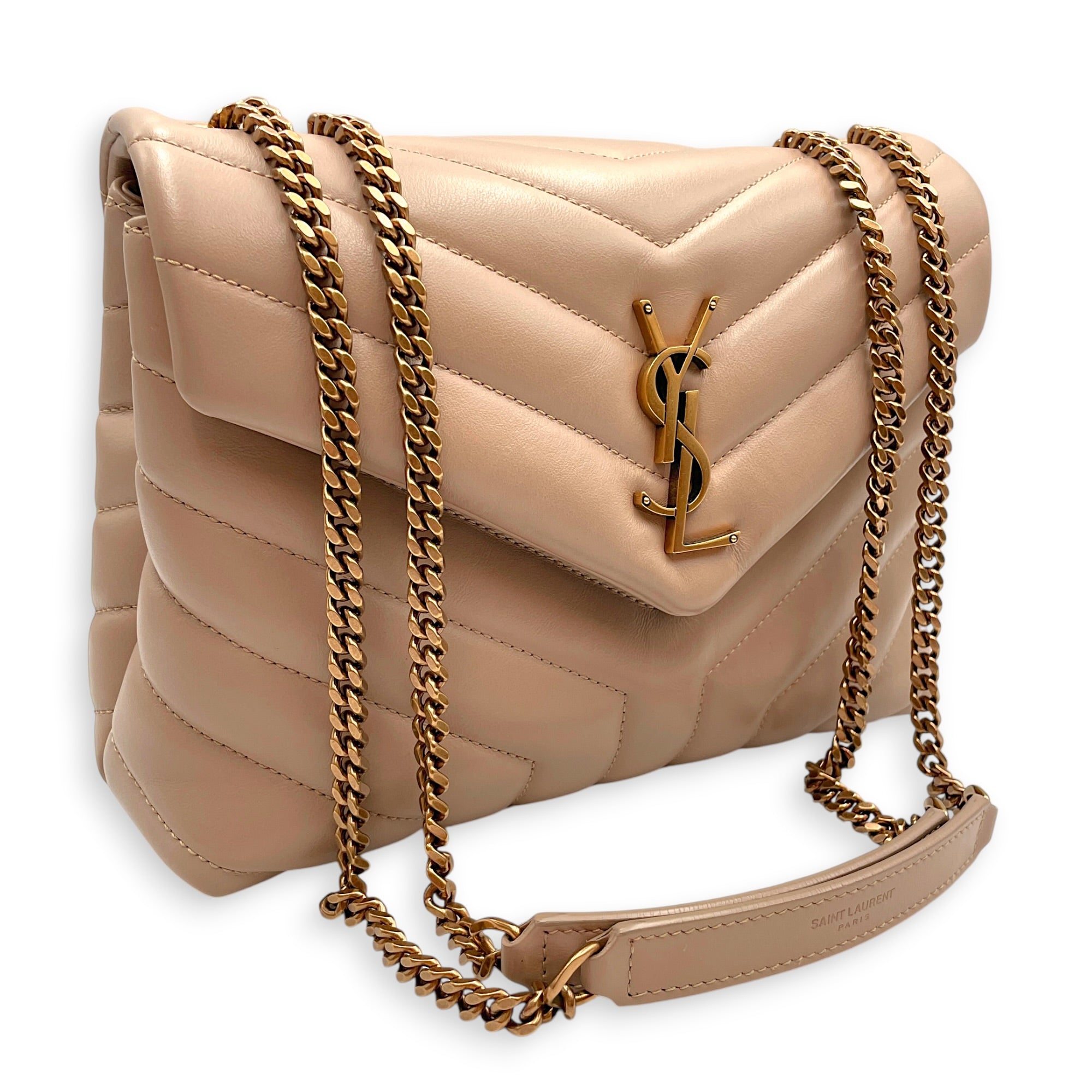 Toy Lou Lou 25 Beige Crossbody Bag in Calfskin Gold hardware